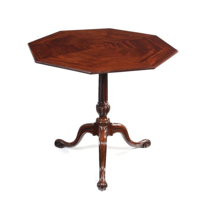 A George III carved mahogany octagonal tripod table attributed to Thomas Chippendale. Sold for £31,200