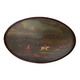 A George III Mahogany Tray Painted with a Hunting Scene by John Nost Sartorius