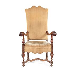 An Italian walnut open armchair, 17th century
