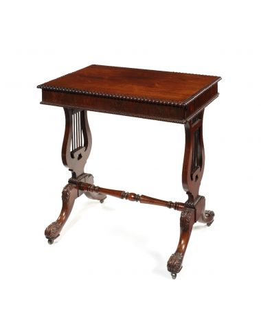 A William IV rosewood lyre end work table attributed to Gillows