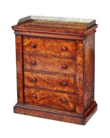 A Victorian burr walnut 'Wellington' table cabinet