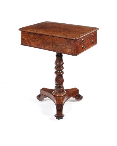 A Regency burr yew work table
