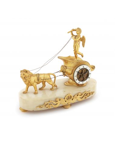 A small late 19th century French gilt bronze timepiece