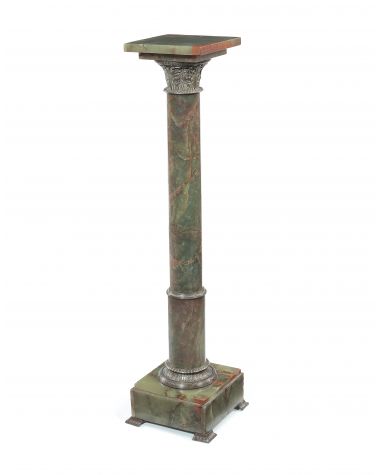 A late 19th century green onyx and gilt metal mounted column