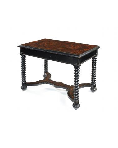 A mid 19th century Dutch ebonised and painted centre table