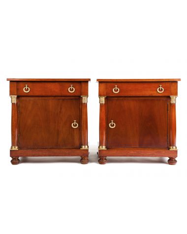 Pair of Mahogany Empire Revival Bedside Cupboards or Table de Nuit