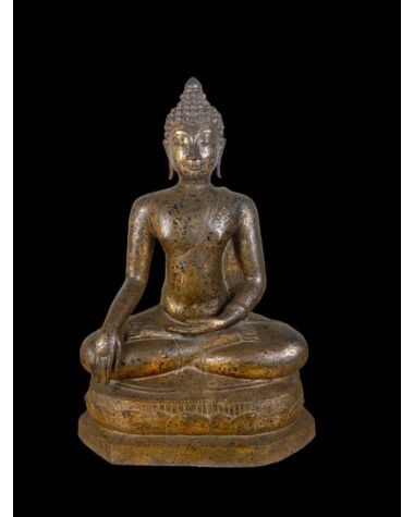 18th century Thai gilt bronze seated figure of Buddha Shakyamuni