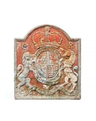 Charles II Cast Iron Later Painted Fireback