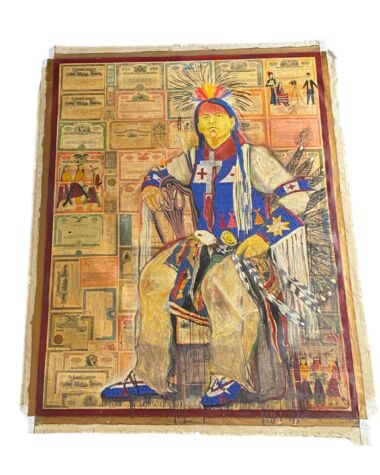Stan Natchez (Shoshone/Paiute, b.1954) Seated Navajo against bonds