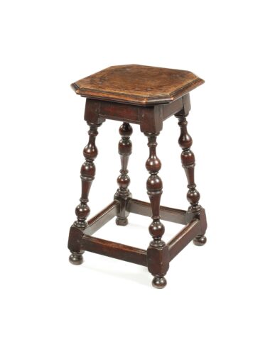 A 17th century and later oak joined stool