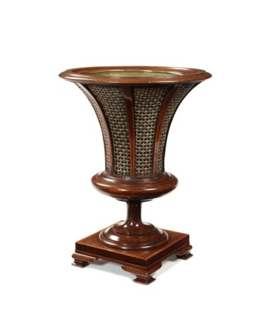 A 19th century mahogany and brass urn shaped jardiniere/waste paper bin