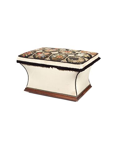 A mid 19th century mahogany needlepoint and upholstered ottoman 