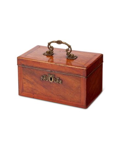 A George III West Indian satinwood tea caddy