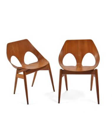 A pair of Jason stacking chairs by Carl Jacobs & Frank Guille for Kandya, circa 1950
