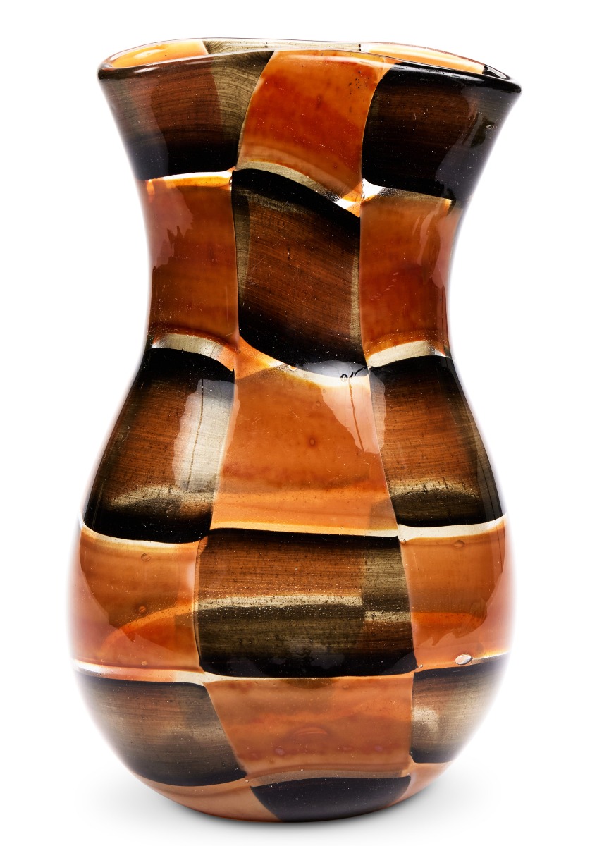 A chequered aventurine glass vase in the manner of Fulvio Bianconi 