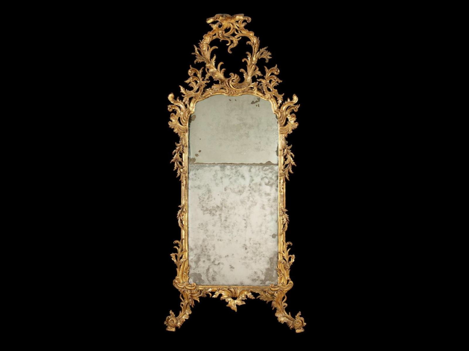 A late 18thc. North Italian carved giltwood pier mirror