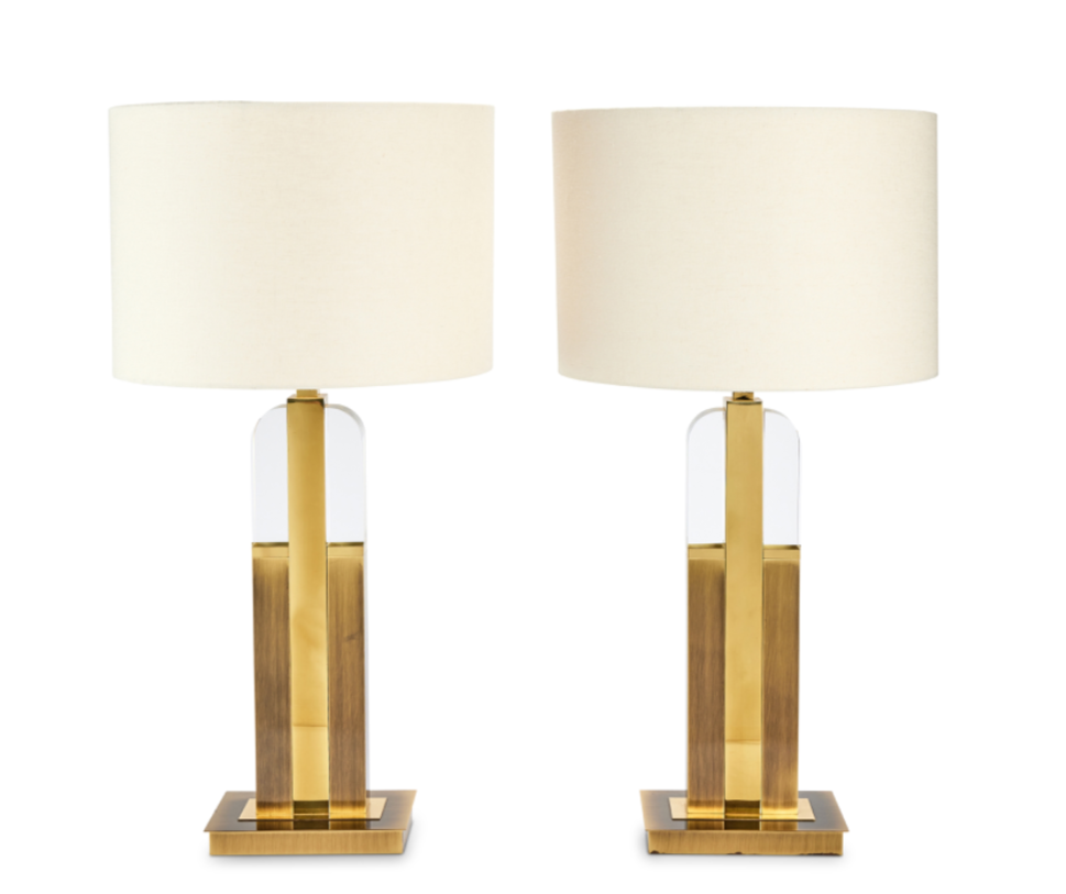 Brass, gilt brass & perspex table lamps 