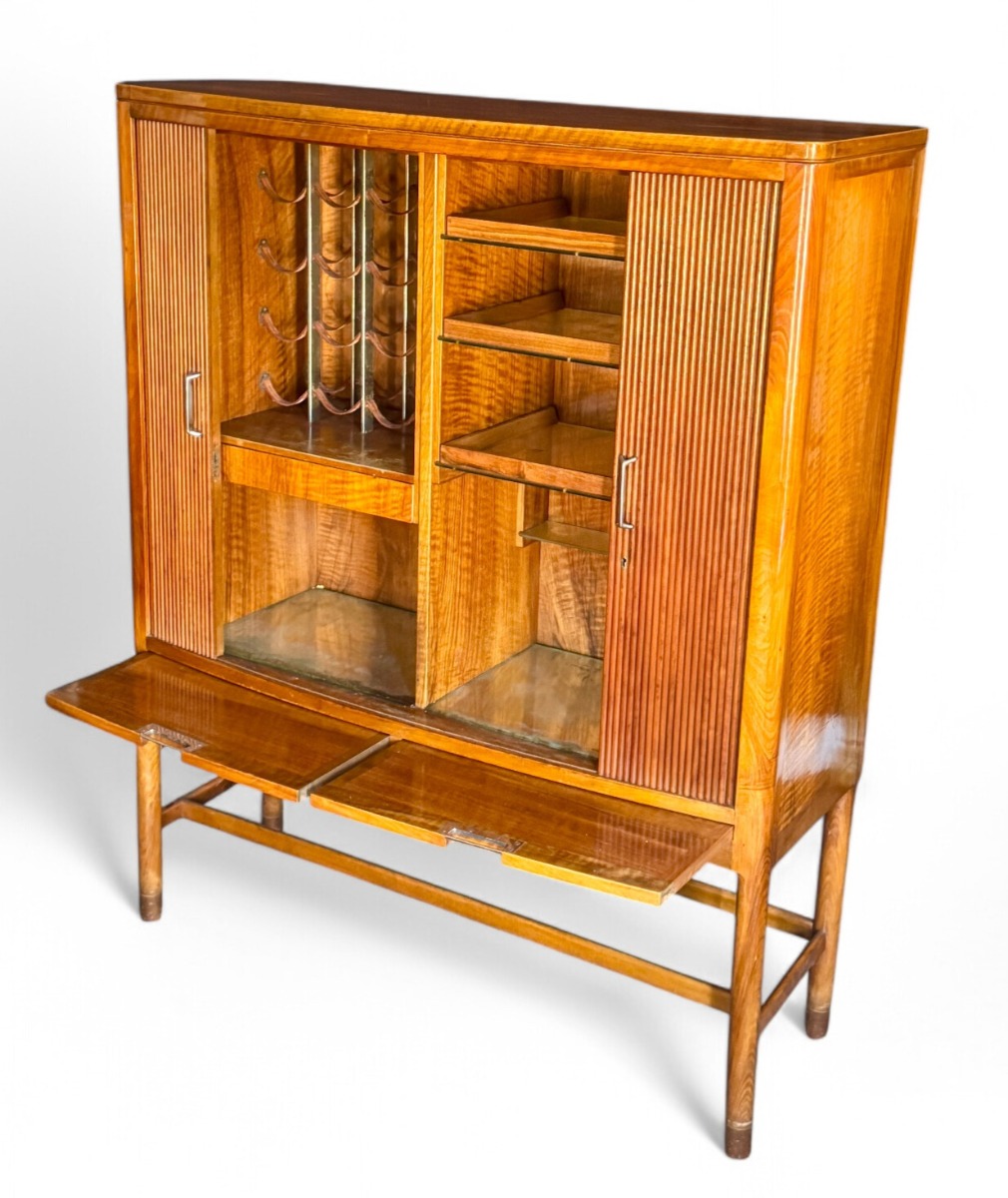 Art deco walnut cocktail cabinet 