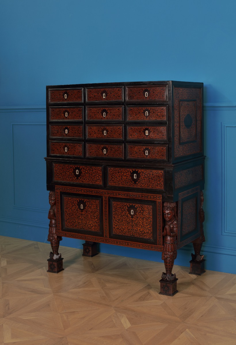 A 17th century Indo-Portuguese teak, ebony and ivory Contador 