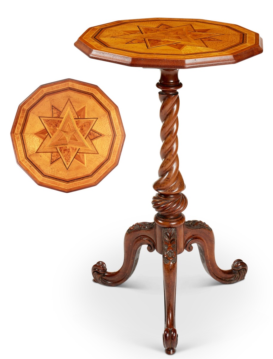A 19th century New Zealand specimen wood parquetry dodecagonal table 