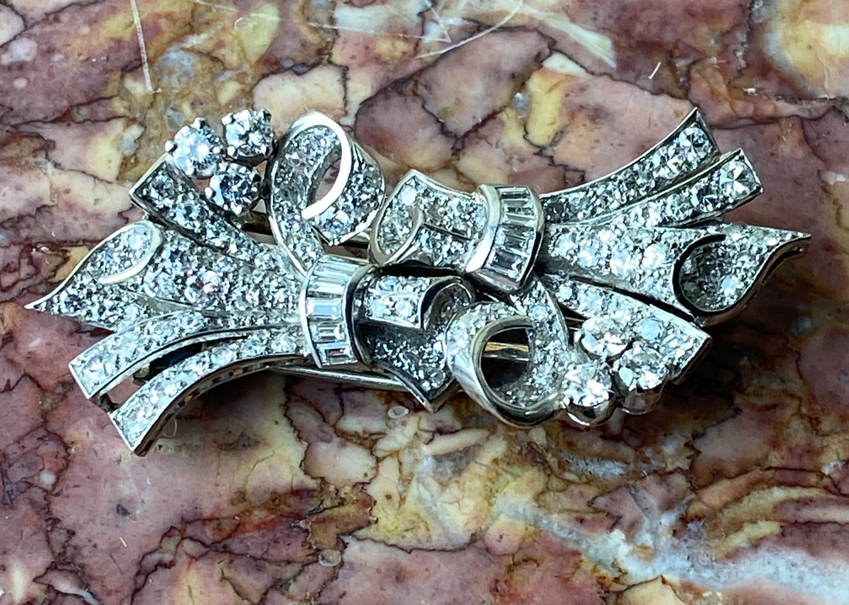 Art Deco diamond double clip brooch 